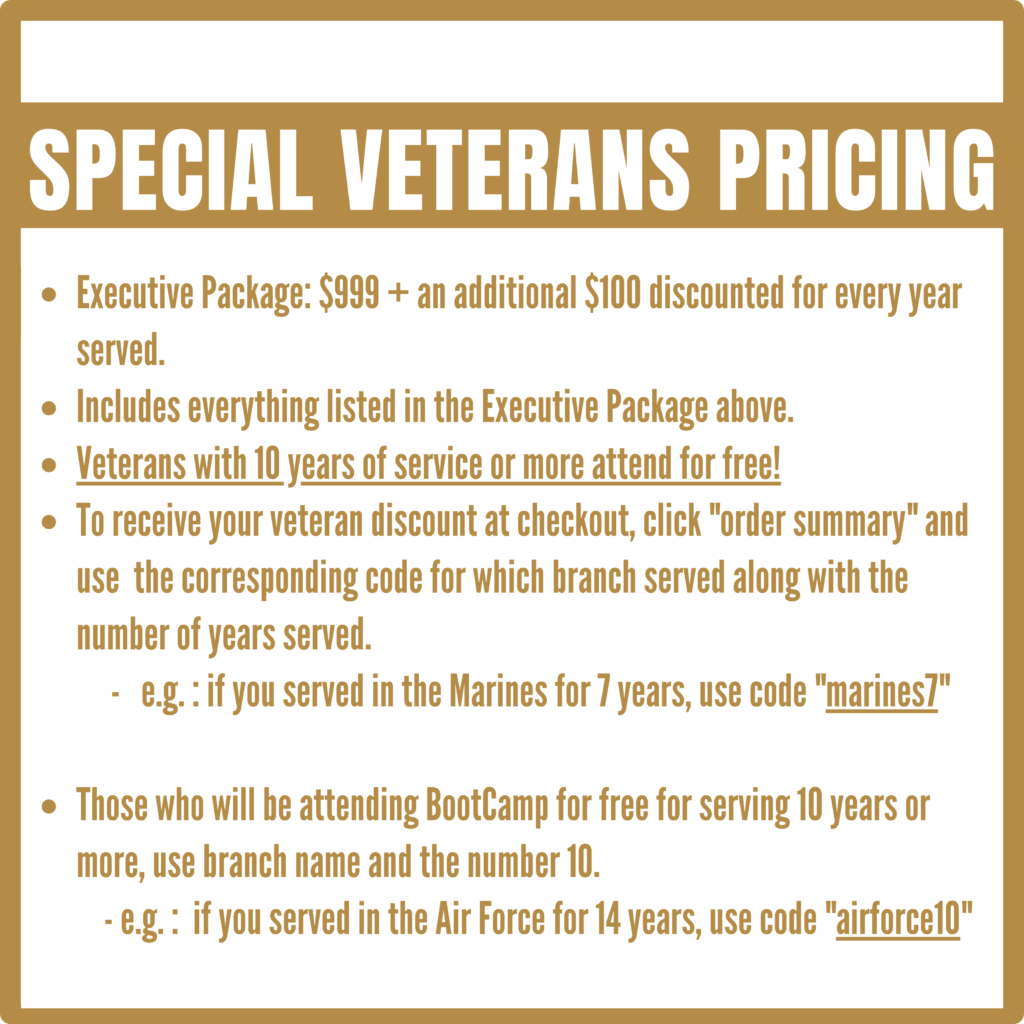 A poster on special veterans pricing information